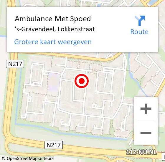 Locatie op kaart van de 112 melding: Ambulance Met Spoed Naar 's-Gravendeel, Lokkenstraat op 18 april 2024 00:47