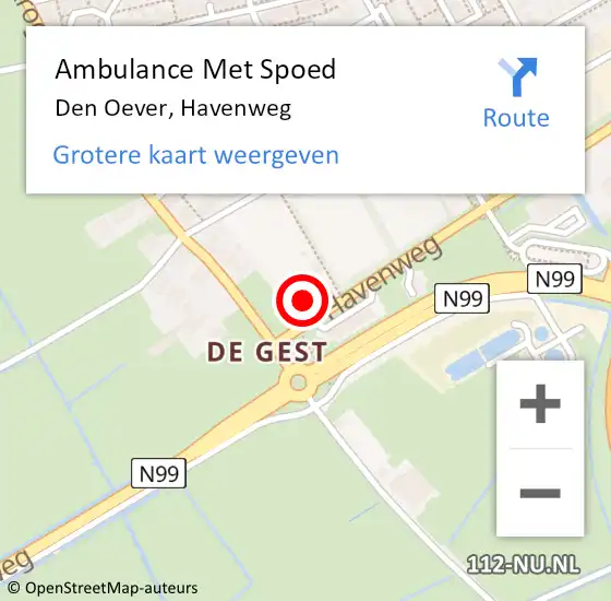 Locatie op kaart van de 112 melding: Ambulance Met Spoed Naar Den Oever, Havenweg op 18 april 2024 01:00