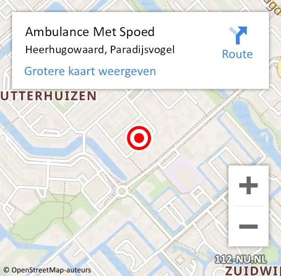 Locatie op kaart van de 112 melding: Ambulance Met Spoed Naar Heerhugowaard, Paradijsvogel op 18 april 2024 01:14