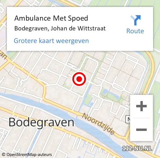Locatie op kaart van de 112 melding: Ambulance Met Spoed Naar Bodegraven, Johan de Wittstraat op 18 april 2024 01:15