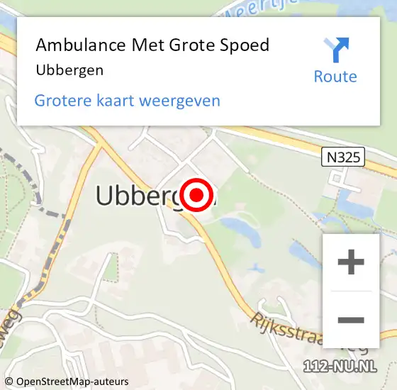 Locatie op kaart van de 112 melding: Ambulance Met Grote Spoed Naar Ubbergen op 18 april 2024 01:30