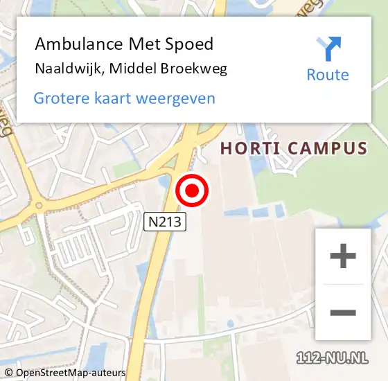 Locatie op kaart van de 112 melding: Ambulance Met Spoed Naar Naaldwijk, Middel Broekweg op 18 april 2024 01:30