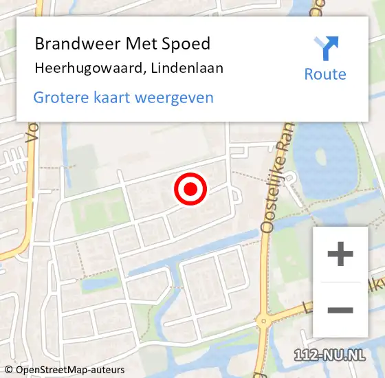 Locatie op kaart van de 112 melding: Brandweer Met Spoed Naar Heerhugowaard, Lindenlaan op 18 april 2024 01:38
