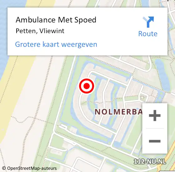 Locatie op kaart van de 112 melding: Ambulance Met Spoed Naar Petten, Vliewint op 18 april 2024 01:45