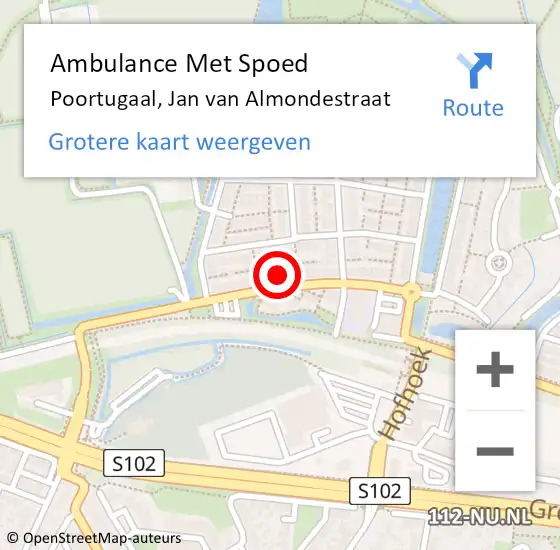 Locatie op kaart van de 112 melding: Ambulance Met Spoed Naar Poortugaal, Jan van Almondestraat op 18 april 2024 01:51