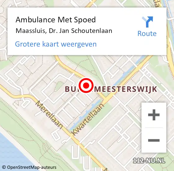 Locatie op kaart van de 112 melding: Ambulance Met Spoed Naar Maassluis, Dr. Jan Schoutenlaan op 18 april 2024 01:57
