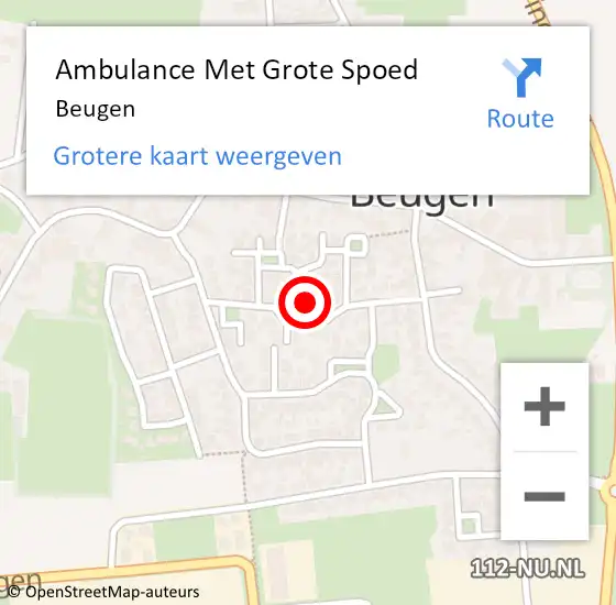 Locatie op kaart van de 112 melding: Ambulance Met Grote Spoed Naar Beugen op 18 april 2024 03:30