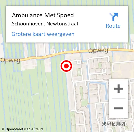 Locatie op kaart van de 112 melding: Ambulance Met Spoed Naar Schoonhoven, Newtonstraat op 18 april 2024 03:46