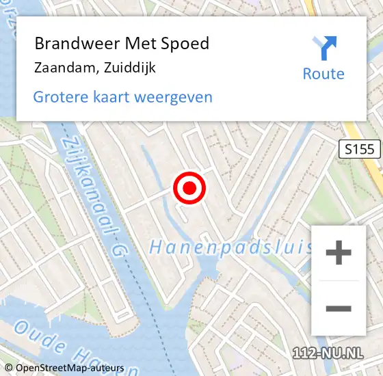 Locatie op kaart van de 112 melding: Brandweer Met Spoed Naar Zaandam, Zuiddijk op 18 april 2024 03:48