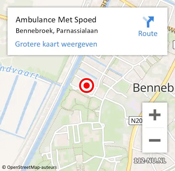 Locatie op kaart van de 112 melding: Ambulance Met Spoed Naar Bennebroek, Parnassialaan op 18 april 2024 03:57