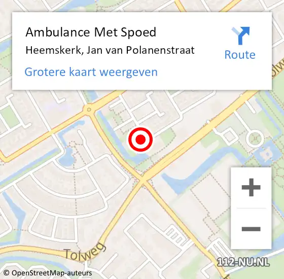 Locatie op kaart van de 112 melding: Ambulance Met Spoed Naar Heemskerk, Jan van Polanenstraat op 18 april 2024 04:33