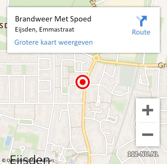 Locatie op kaart van de 112 melding: Brandweer Met Spoed Naar Eijsden, Emmastraat op 18 april 2024 04:39