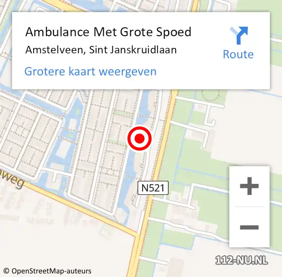 Locatie op kaart van de 112 melding: Ambulance Met Grote Spoed Naar Amstelveen, Sint Janskruidlaan op 18 april 2024 05:23