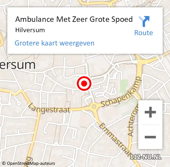 Locatie op kaart van de 112 melding: Ambulance Met Zeer Grote Spoed Naar Hilversum op 18 april 2024 05:26