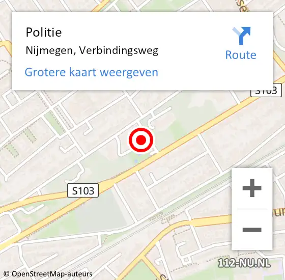Locatie op kaart van de 112 melding: Politie Nijmegen, Verbindingsweg op 18 april 2024 05:27