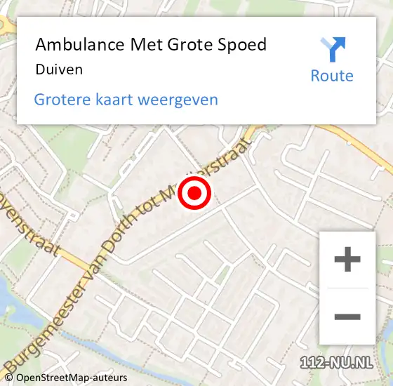 Locatie op kaart van de 112 melding: Ambulance Met Grote Spoed Naar Duiven op 18 april 2024 05:29