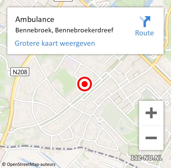 Locatie op kaart van de 112 melding: Ambulance Bennebroek, Bennebroekerdreef op 18 april 2024 06:03
