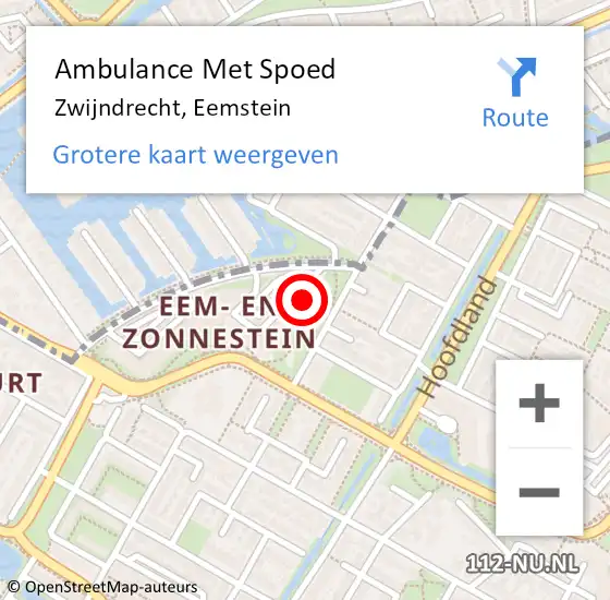 Locatie op kaart van de 112 melding: Ambulance Met Spoed Naar Zwijndrecht, Eemstein op 18 april 2024 06:38