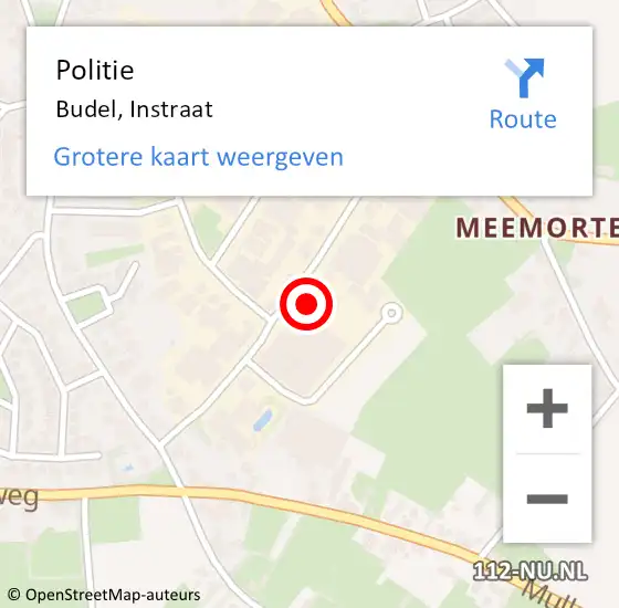 Locatie op kaart van de 112 melding: Politie Budel, Instraat op 18 april 2024 06:40