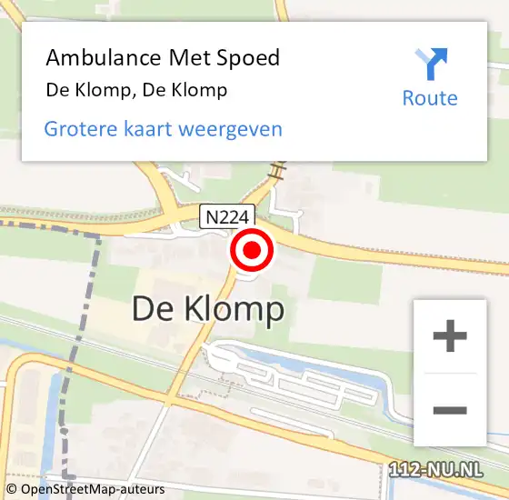 Locatie op kaart van de 112 melding: Ambulance Met Spoed Naar De Klomp, De Klomp op 18 april 2024 06:45