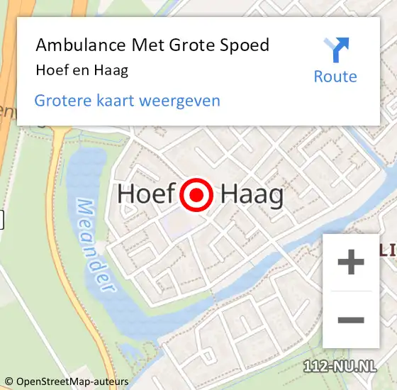 Locatie op kaart van de 112 melding: Ambulance Met Grote Spoed Naar Hoef en Haag op 18 april 2024 07:23