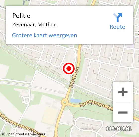 Locatie op kaart van de 112 melding: Politie Zevenaar, Methen op 18 april 2024 07:24