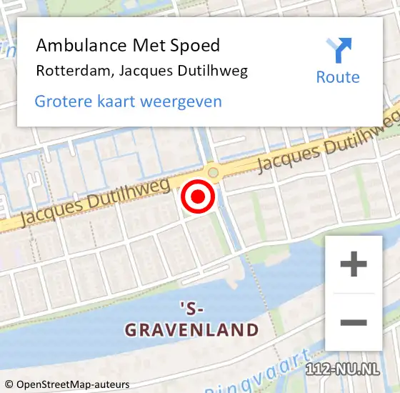 Locatie op kaart van de 112 melding: Ambulance Met Spoed Naar Rotterdam, Jacques Dutilhweg op 18 april 2024 07:31
