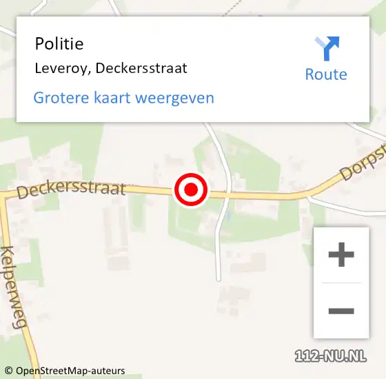 Locatie op kaart van de 112 melding: Politie Leveroy, Deckersstraat op 18 april 2024 07:32