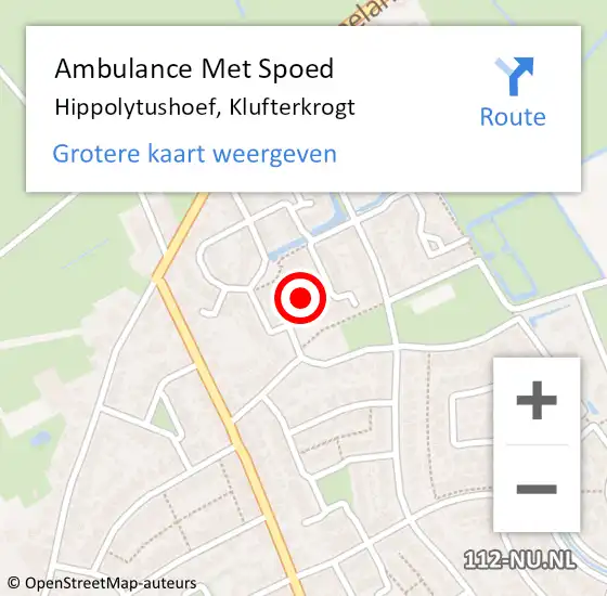 Locatie op kaart van de 112 melding: Ambulance Met Spoed Naar Hippolytushoef, Klufterkrogt op 18 april 2024 07:35