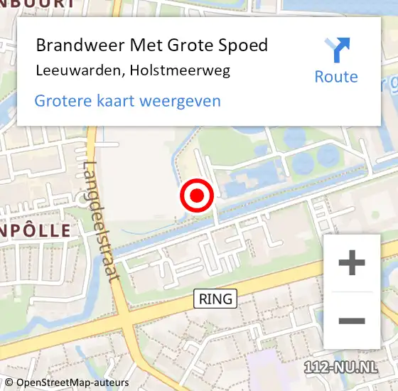 Locatie op kaart van de 112 melding: Brandweer Met Grote Spoed Naar Leeuwarden, Holstmeerweg op 18 april 2024 07:39