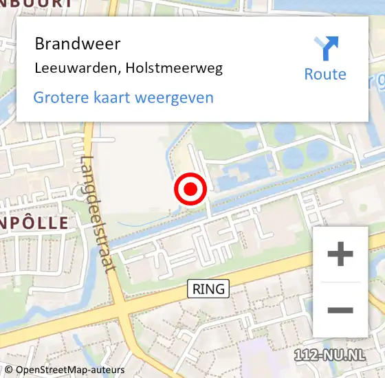 Locatie op kaart van de 112 melding: Brandweer Leeuwarden, Holstmeerweg op 18 april 2024 07:40