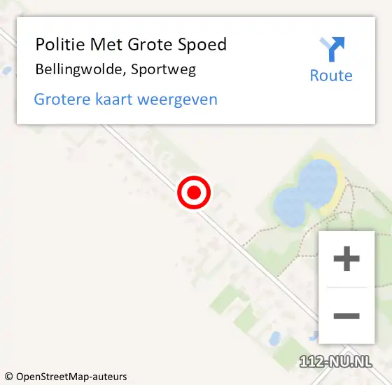 Locatie op kaart van de 112 melding: Politie Met Grote Spoed Naar Bellingwolde, Sportweg op 18 april 2024 07:51