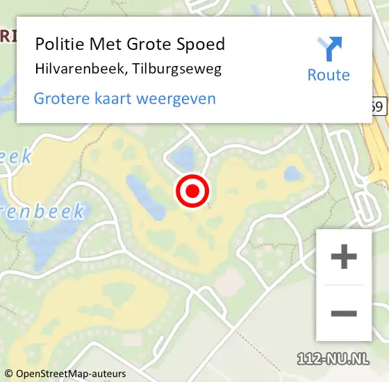 Locatie op kaart van de 112 melding: Politie Met Grote Spoed Naar Hilvarenbeek, Tilburgseweg op 18 april 2024 07:58
