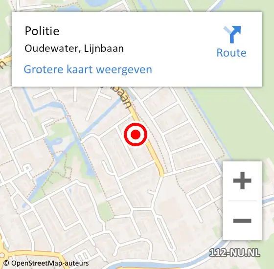Locatie op kaart van de 112 melding: Politie Oudewater, Lijnbaan op 18 april 2024 08:05