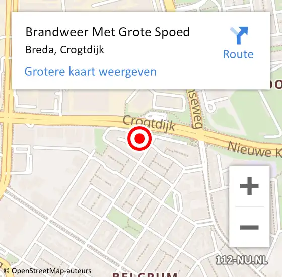 Locatie op kaart van de 112 melding: Brandweer Met Grote Spoed Naar Breda, Crogtdijk op 18 april 2024 08:21