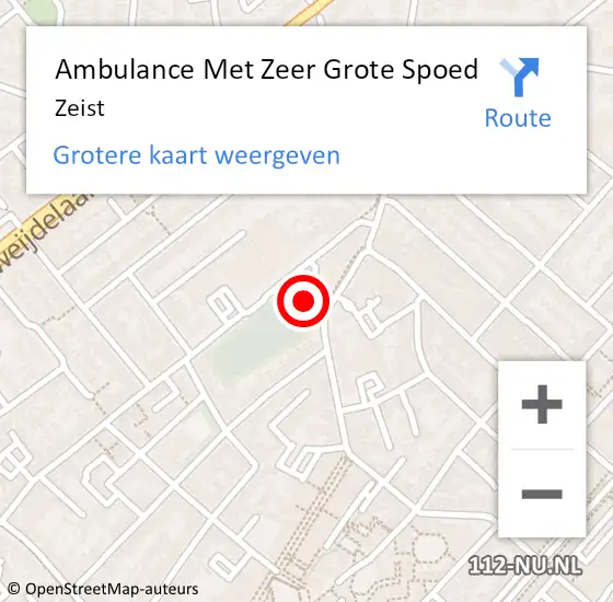 Locatie op kaart van de 112 melding: Ambulance Met Zeer Grote Spoed Naar Zeist op 18 april 2024 08:34
