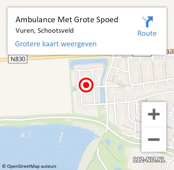 Locatie op kaart van de 112 melding: Ambulance Met Grote Spoed Naar Vuren, Schootsveld op 18 april 2024 08:35