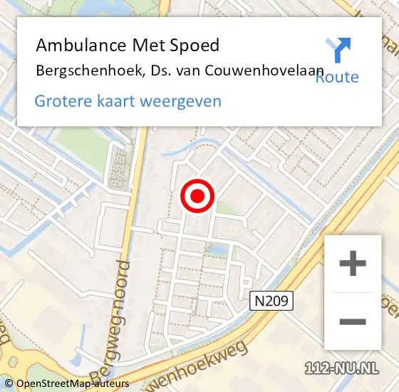 Locatie op kaart van de 112 melding: Ambulance Met Spoed Naar Bergschenhoek, Ds. van Couwenhovelaan op 18 april 2024 08:36