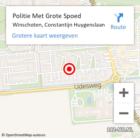 Locatie op kaart van de 112 melding: Politie Met Grote Spoed Naar Winschoten, Constantijn Huygenslaan op 18 april 2024 08:39