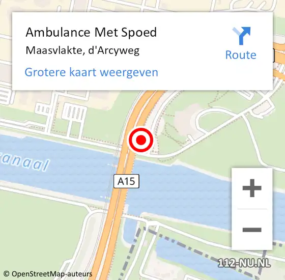 Locatie op kaart van de 112 melding: Ambulance Met Spoed Naar Elst, d'Arcyweg op 18 april 2024 08:39