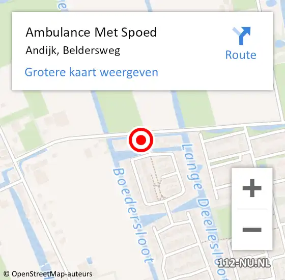 Locatie op kaart van de 112 melding: Ambulance Met Spoed Naar Andijk, Beldersweg op 18 april 2024 08:40