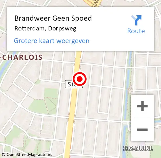 Locatie op kaart van de 112 melding: Brandweer Geen Spoed Naar Rotterdam, Dorpsweg op 18 april 2024 08:51