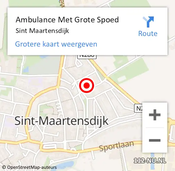Locatie op kaart van de 112 melding: Ambulance Met Grote Spoed Naar Sint Maartensdijk op 18 april 2024 09:03