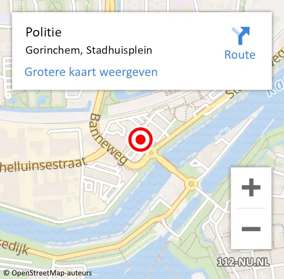 Locatie op kaart van de 112 melding: Politie Gorinchem, Stadhuisplein op 18 april 2024 09:04