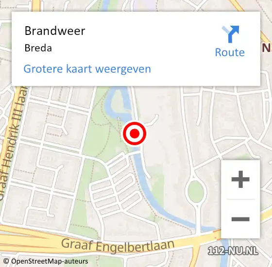 Locatie op kaart van de 112 melding: Brandweer Breda op 18 april 2024 09:05