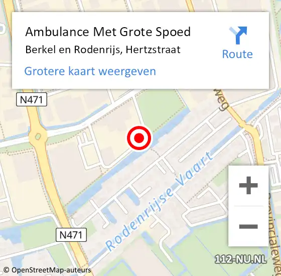 Locatie op kaart van de 112 melding: Ambulance Met Grote Spoed Naar Berkel en Rodenrijs, Hertzstraat op 18 april 2024 09:14