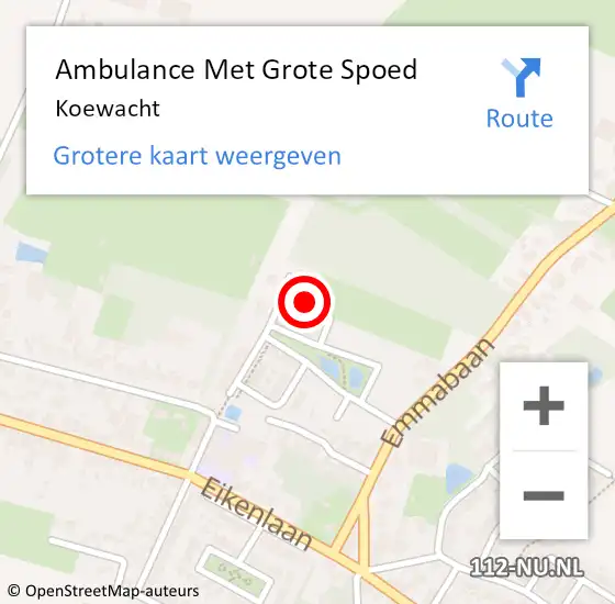 Locatie op kaart van de 112 melding: Ambulance Met Grote Spoed Naar Koewacht op 18 april 2024 09:16