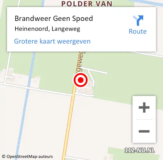 Locatie op kaart van de 112 melding: Brandweer Geen Spoed Naar Heinenoord, Langeweg op 18 april 2024 09:20