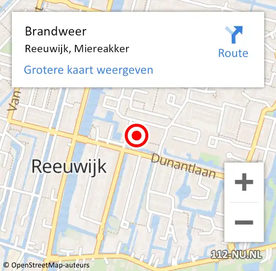 Locatie op kaart van de 112 melding: Brandweer Reeuwijk, Miereakker op 18 april 2024 09:31
