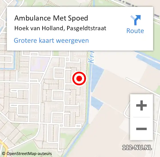 Locatie op kaart van de 112 melding: Ambulance Met Spoed Naar Hoek van Holland, Pasgeldtstraat op 18 april 2024 09:52